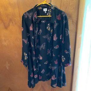 Sheer Butterfly Button Up
